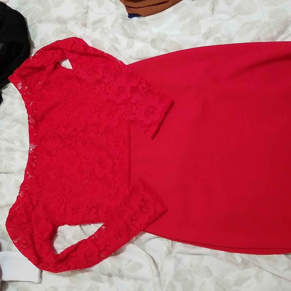 Red lace dress